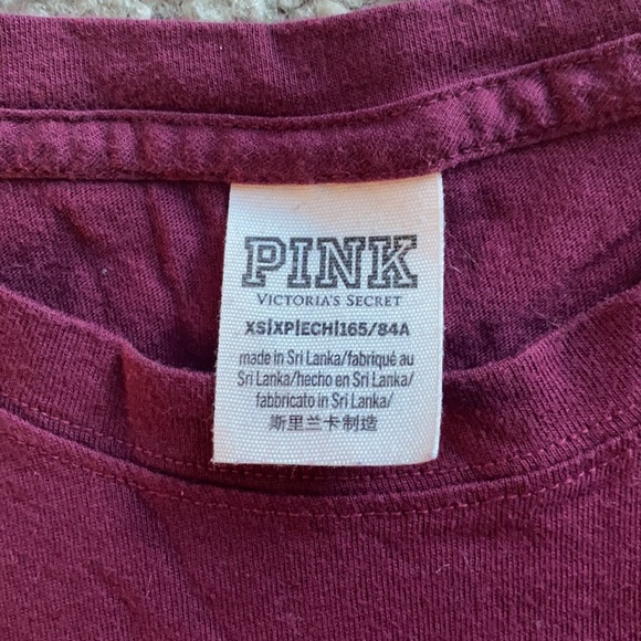 Pink Victoria’s Secret Maroon Logo Pocket Long Sleeve Tee - Picture 3 of 4